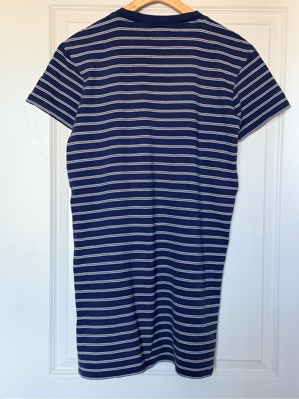 Madewell Tina Striped Cotton T-Shirt Dress Size S Navy White - Picture 2 of 9